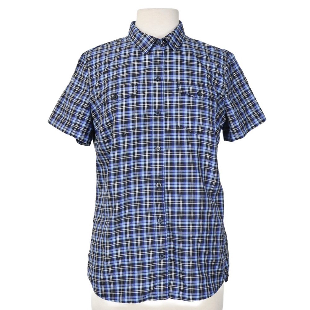 Eddie Bauer Women Classic Plaid Short Sleeve Button-Down Shirt‎ Size M